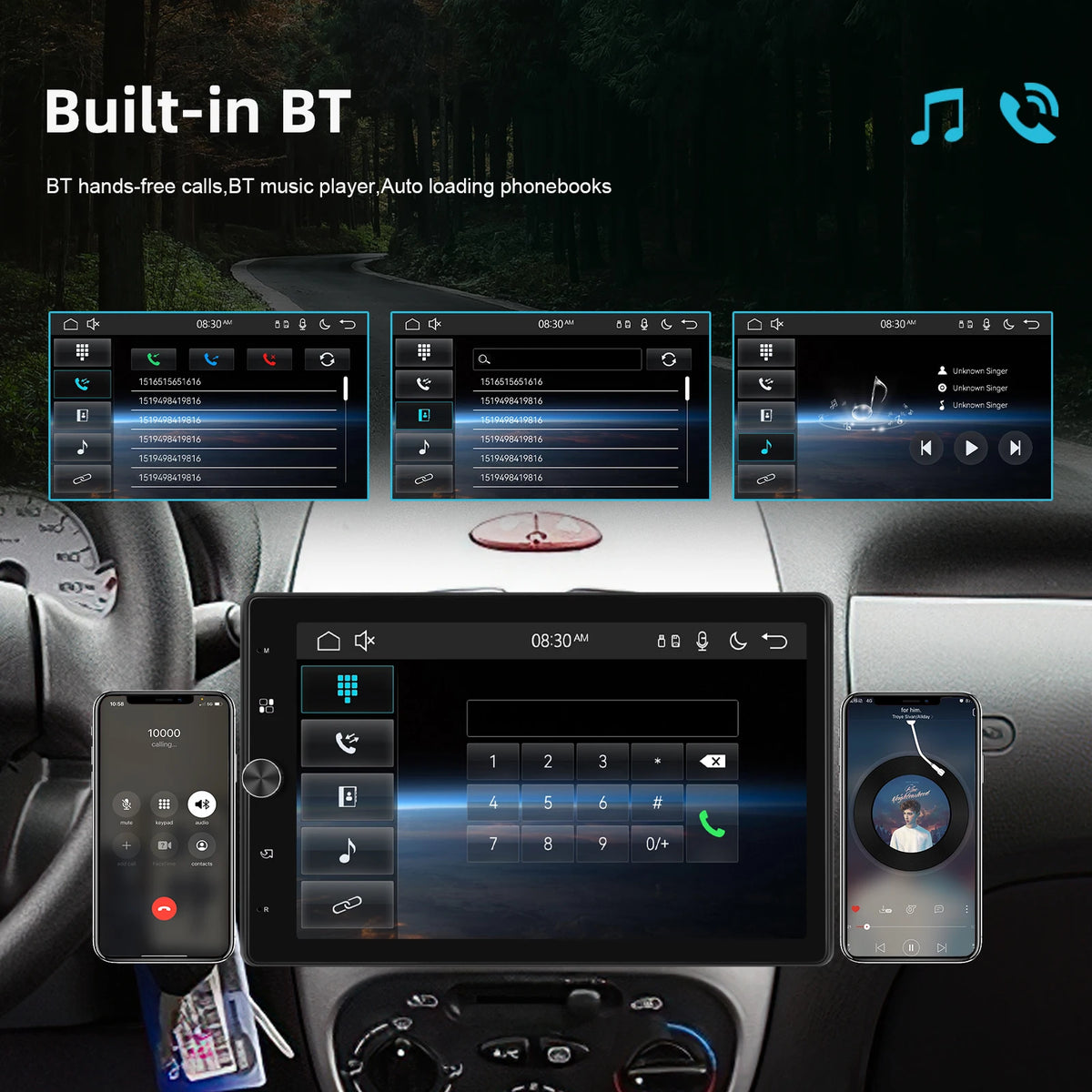 Podofo 10.4 ''HD 1Din lecteur MP5 Carplay Android Auto lecteur multimédia voiture stéréo miroir lien Bluetooth voiture Audio Bluetooth FM