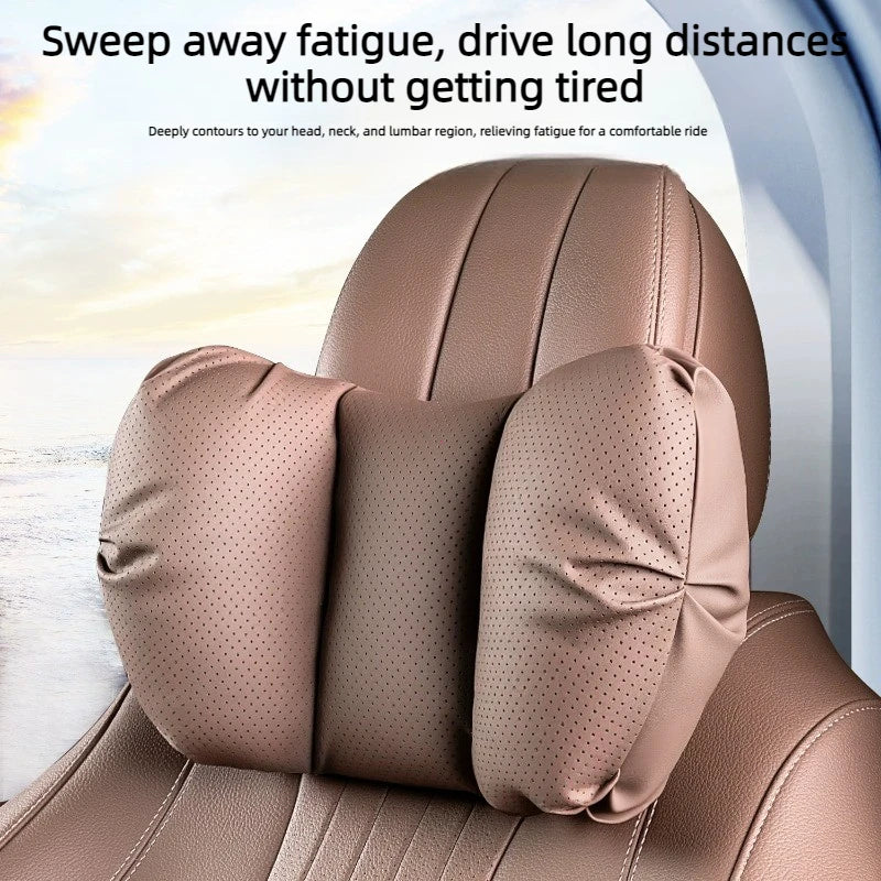 Coussin de tête de siège auto universel de haute qualité, oreiller de nuque en cuir perforé respirant, support lombaire pour voiture