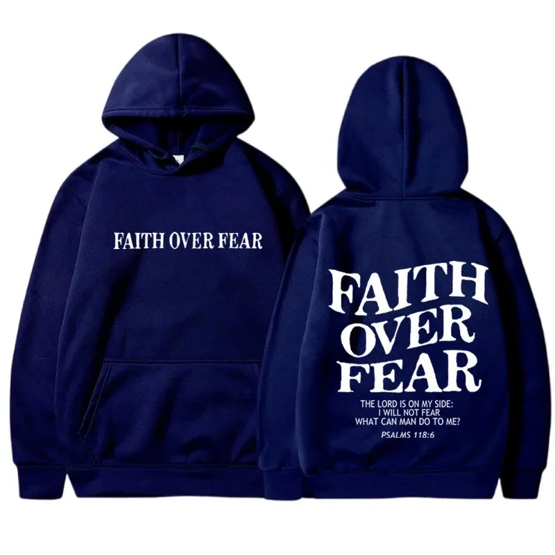 FAITH OVER FEAR sweat à capuche imprimé pour hommes femmes décontracté à manches longues sweats à capuche Hip Hop Harajuku sweat à capuche Y2k hommes hauts à capuche