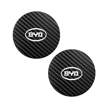 Tapis de dessous de verre en cuir pour voiture, 2 pièces, Anti-bruit, antidérapant, pour tasse d'eau BYD Atto 3 Yuan Plus Han Tang EV F3 E6 Dmi Song F0 Qin Pro G3