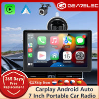 Autoradio Portable CarPlay Android Auto, lecteur vidéo multimédia de 7 pouces, écran tactile avec USB AUX pour caméra de recul