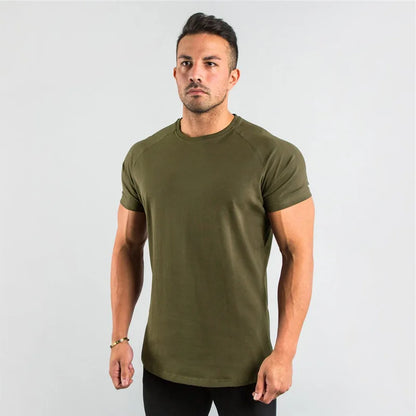 T-shirt hommes décontracté à manches courtes jogging musculaire musculation T-shirt mâle gymnase Fitness hauts T-shirt Streetwear coupe ajustée été T-shirt
