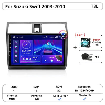 Srnubi autoradio pour Suzuki Swift 2003 2005 2006 2007 2008 2009 2010 sans fil Carplay Android Auto lecteur multimédia de voiture 2 Din