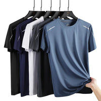 CHRLCK hommes course séchage rapide T-shirts respirant randonnée pêche T-shirts élasticité douce Sports de plein air chemise courte été