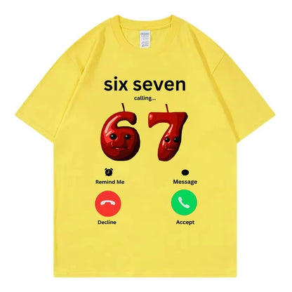67 appelle drôle Meme T-shirt hommes femmes haute qualité mode surdimensionné T-shirts été décontracté coton à manches courtes T-shirts