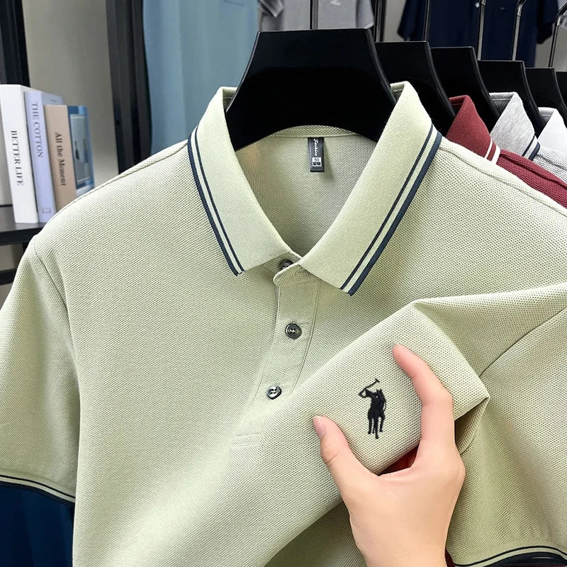 Marque de mode 100% coton été nouvel article polo brodé poney original pour hommes haut à manches courtes confortable et respirant