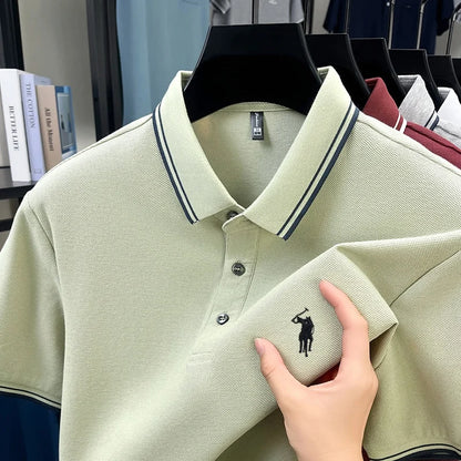 Marque de mode 100% coton été nouvel article polo brodé poney original pour hommes haut à manches courtes confortable et respirant