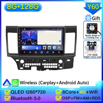 Autoradio Android 14 pour Mitsubishi Lancer 10 CY 2007-2017 Android 15 Navigation GPS Android Auto stéréo Carplay écran No 2din