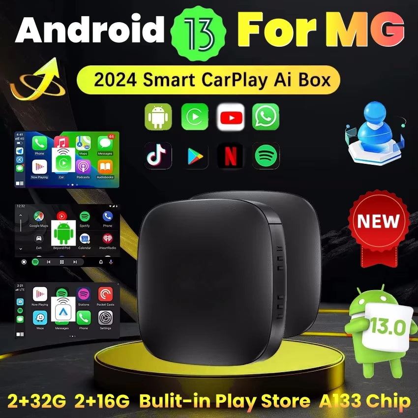 Android 13 voiture Ai Box adaptateur Carplay sans fil Android Auto pour Netflix Youtube pour MG ZS EV MULAN MG4 MG5 EHS MARVEL R MAXUS