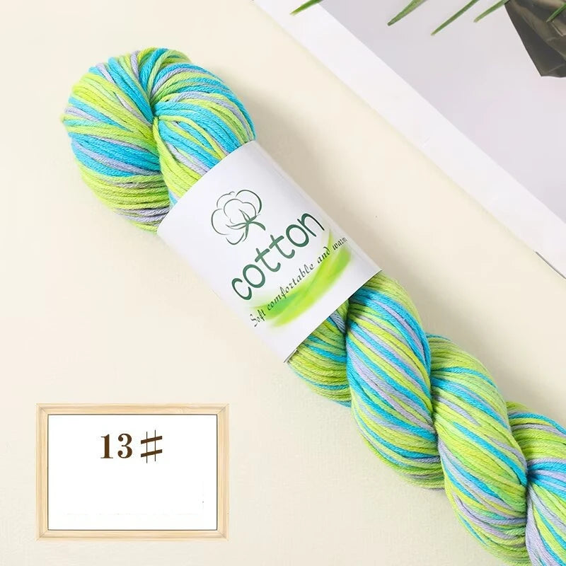Fil dégradé 100% coton teint à la main 2mm 50g pour tricot, crochet, écharpe et pull DIY