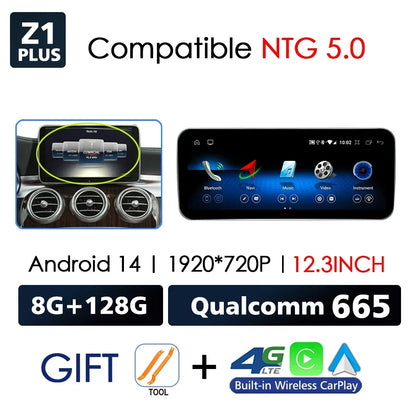 Android 14 sans fil CarPlay pour Mercedes Benz classe C W205 écran Android Auto multimédia Navigation GPS SWC DSP 4G WiFi