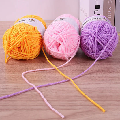 Fil de lait tissé à 5 brins, optique moyenne faite à la main, boule de fil, bricolage, beurre, pull, fleur, chapeau, écharpe, 150g