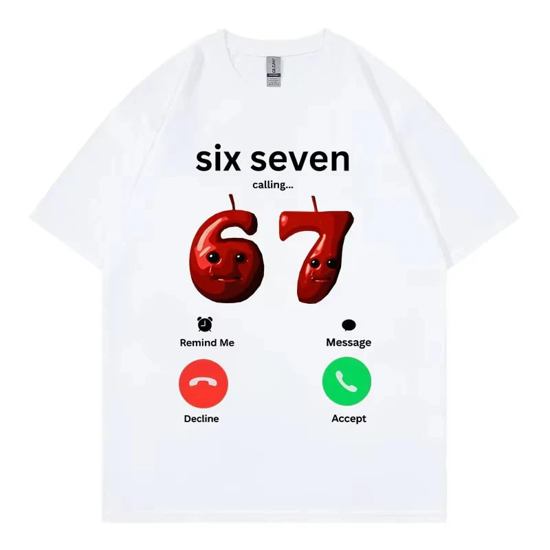 67 appelle drôle Meme T-shirt hommes femmes haute qualité mode surdimensionné T-shirts été décontracté coton à manches courtes T-shirts