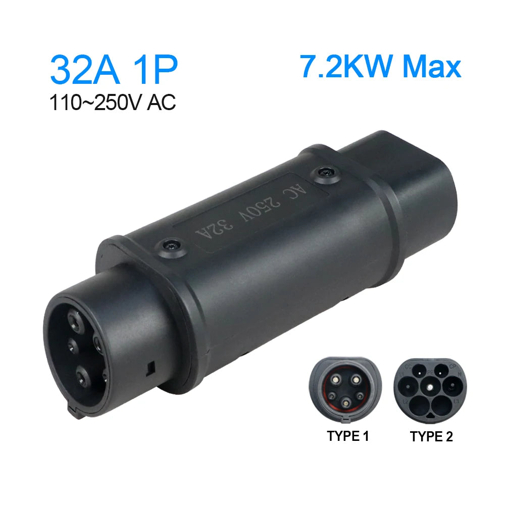 Kolanky Type2 à Type1 EV chargeur adaptateur convertisseur IEC 62196 16A 32A J1772 pour connecteur de charge de véhicule électrique