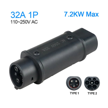 Kolanky Type2 à Type1 EV chargeur adaptateur convertisseur IEC 62196 16A 32A J1772 pour connecteur de charge de véhicule électrique