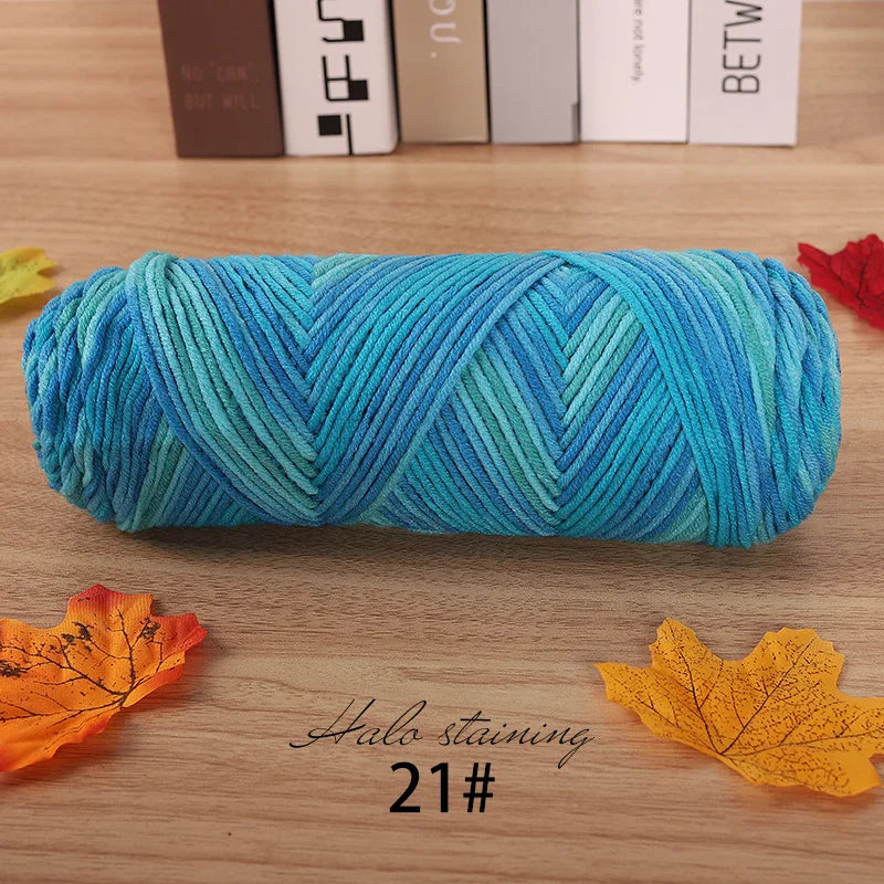 Pull auto-tissé en coton au lait teint à 5 brins, écharpe, couverture moyenne épaisse, fil au Crochet tissé fait à la main, 300g