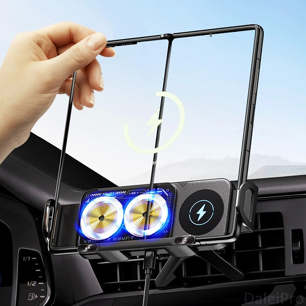 Support de téléphone pliable pour voiture, chargement sans fil, support de téléphone universel, chargeur à Rotation électrique à Induction intelligente