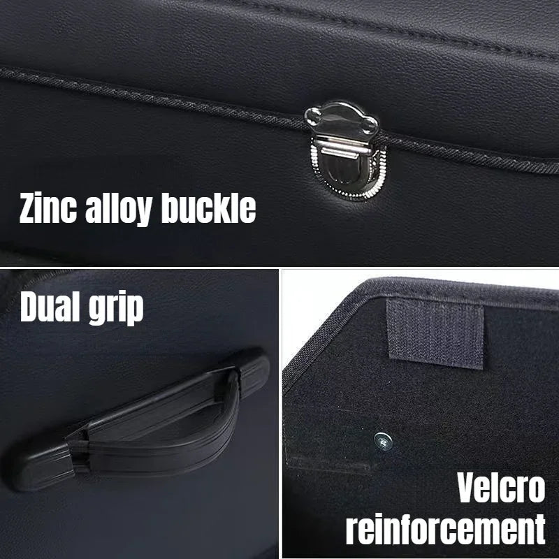 Organisateur de coffre de voiture et rangement Suv, coffre pliable en Faux cuir, multi-compartiments réglable, boîte de rangement d'épicerie automatique