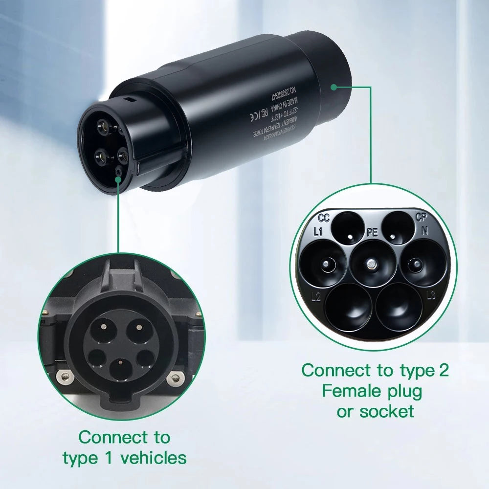 Adaptateur de Type 1 à Type 2, chargeur de véhicule électrique, adaptateur AC de Type 2 à Type 1, convertisseur de charge GB/T EVSE pour voitures électriques