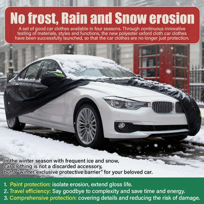 Housse de voiture thermique SUV 190T, couverture complète à quatre portes, résistante à la neige et au gel, conception à fermeture éclair latérale, noire, ajustement universel