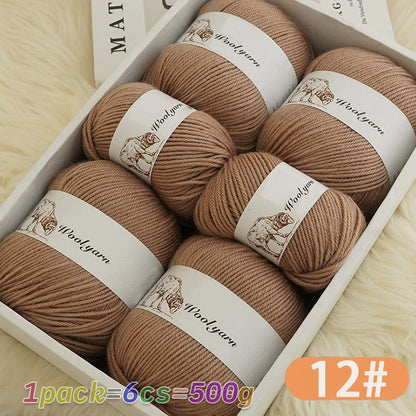 Fil de laine moyen de couleur Pure, 500g, à la mode, Simple, chaud, fait à la main, adapté aux écharpes à tricoter, pulls, gants, chapeaux