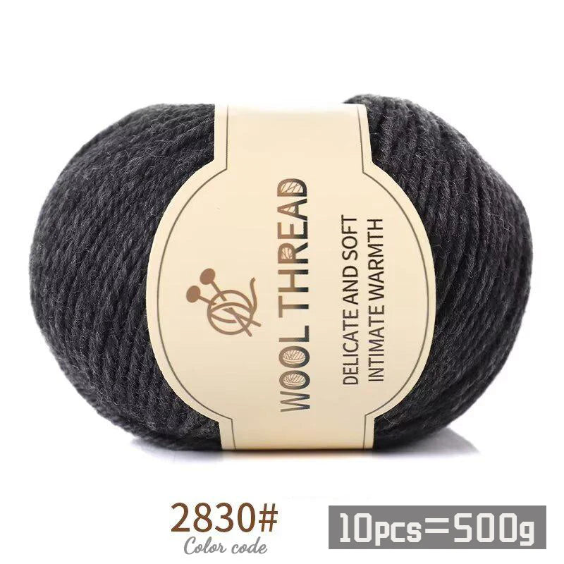 500g 290 Fil de laine d'alpaga peigné moyennement grossier, kit de matériel de tricot fait à la main chaud et à la mode pour l'automne et l'hiver, plusieurs couleurs de boules de fil pour fabriquer des pulls, des foulards
