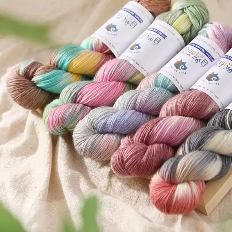 Rouleau de fil de laine mérinos, 100g/rouleau, teint à la main, doux, pour pull, écharpe, chapeau, tissé, fil arc-en-ciel pour bébé, 270M, 1 pièce