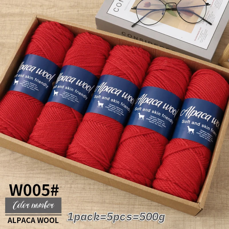 Fil de laine d'alpaga 500g, fil grossier, tissé à la main pour fabriquer des pulls chauds et à la mode, coupe-vent, vestes, foulards, chapeaux, fils