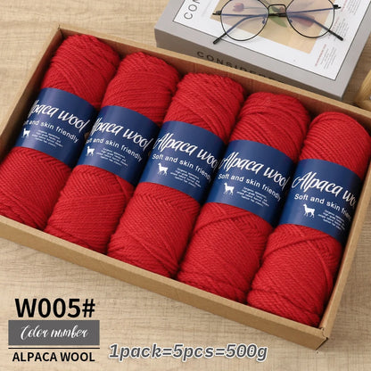 Fil de laine d'alpaga 500g, fil grossier, tissé à la main pour fabriquer des pulls chauds et à la mode, coupe-vent, vestes, foulards, chapeaux, fils