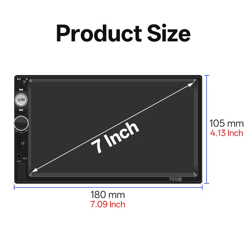 HIPPCRON autoradio HD 7 "écran tactile stéréo Bluetooth 12V 1 Din FM ISO puissance Aux entrée lien miroir lecteur multimédia automatique