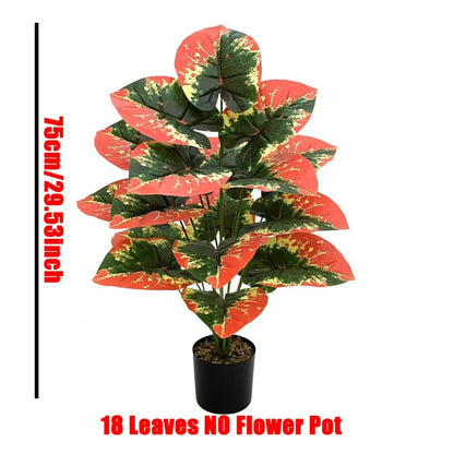 Plantes tropicales artificielles bloquant les couleurs, avec 24 feuilles, fausses plantes ornementales pour vacances, maison, bureau, décoration extérieure, 1 pièce