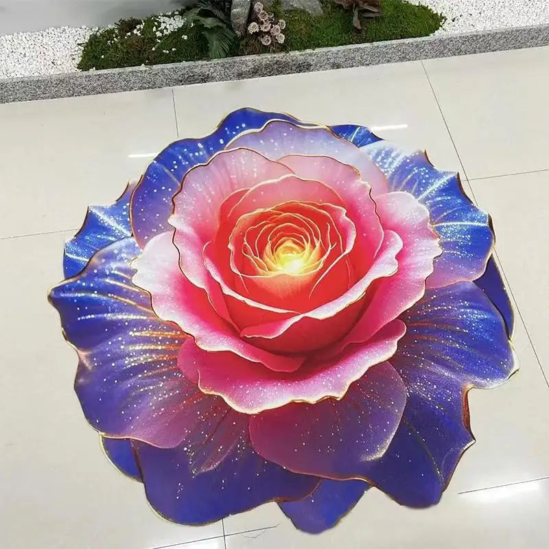 Tapis de sol en forme de fleur, tapis de sol en forme de pivoine souple, durable, 40x40cm/60x60cm, antidérapant, absorbant, pour salle de bain, salon