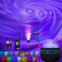 Projecteur LED Ciel Étoilé RGB Galaxie Lampe d'Ambiance Projection Noël Halloween Télécommande 7 Couleurs Rotation Automatique Maison