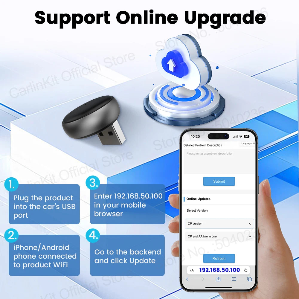 Mini Ultra 3 CarlinKit 5.0 adaptateur sans fil sans fil CarPlay Android Auto pour voiture OEM Plug & Play WiFi Bluetooth connexion automatique