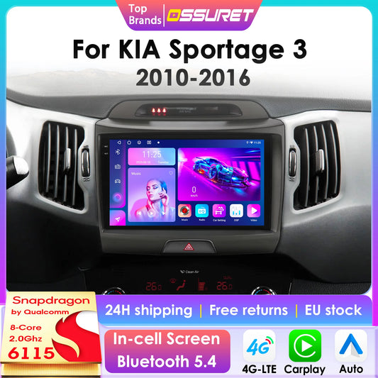 Autoradio Android 14 2din pour KIA Sportage 3 2010-2016 multimédia de voiture GPS 4G Carplay écran Intelligent autoradio AI voix 6115