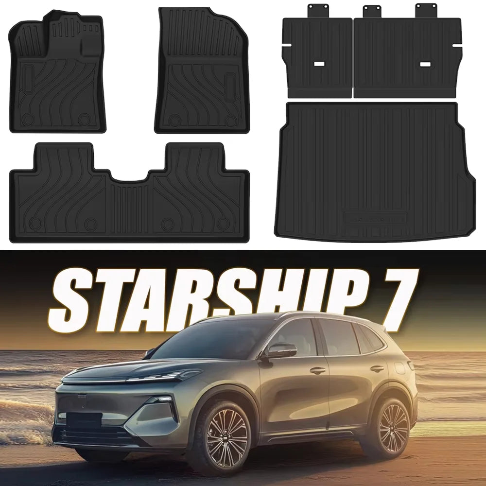 Tapis de sol de voiture pour Geely Galaxy Starship 7 EM-i 2025 2026, protection contre tous temps, coussinets de pieds, doublures de chargement imperméables, accessoires