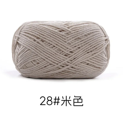 Pelote de Fil de Coton de Lait Peigné à 4 Brins, Laine Douce pour Crocheter et Tisser à la Main, 50g Chacun. 120M)