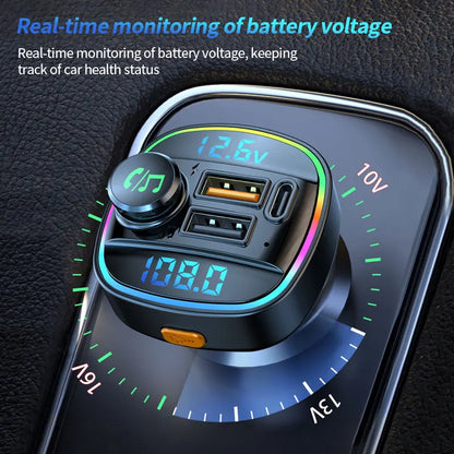 Transmetteur FM Bluetooth 5.0, modulateur d'autoradio mains libres, lecteur MP3 avec adaptateur de Charge USB Super rapide 22.5W pour voiture