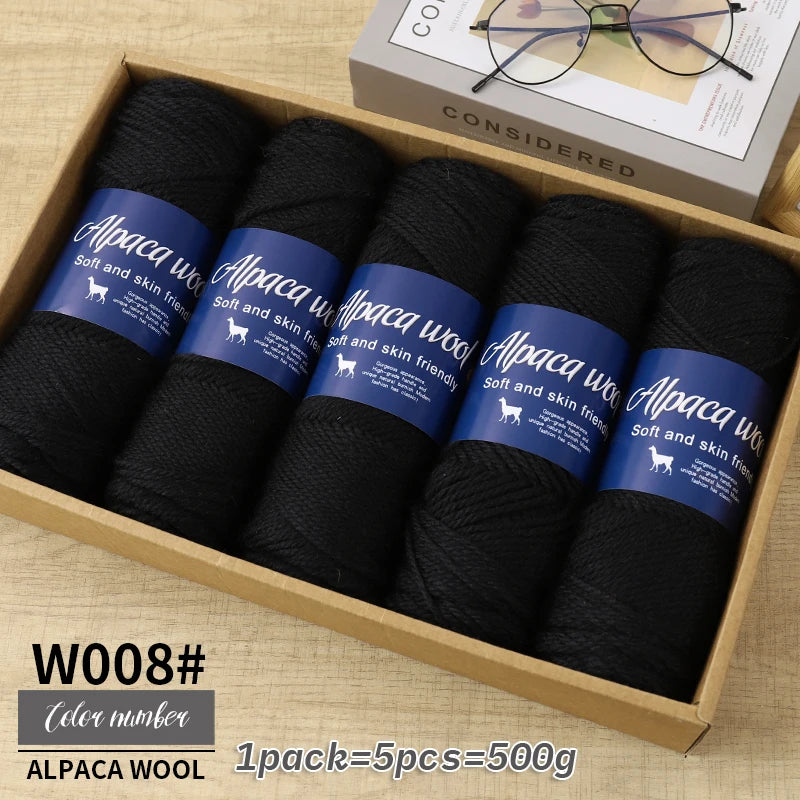 Fil de laine d'alpaga 500g, fil grossier, tissé à la main pour fabriquer des pulls chauds et à la mode, coupe-vent, vestes, foulards, chapeaux, fils