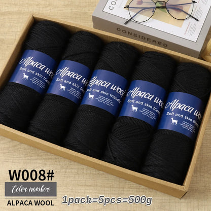 Fil de laine d'alpaga 500g, fil grossier, tissé à la main pour fabriquer des pulls chauds et à la mode, coupe-vent, vestes, foulards, chapeaux, fils