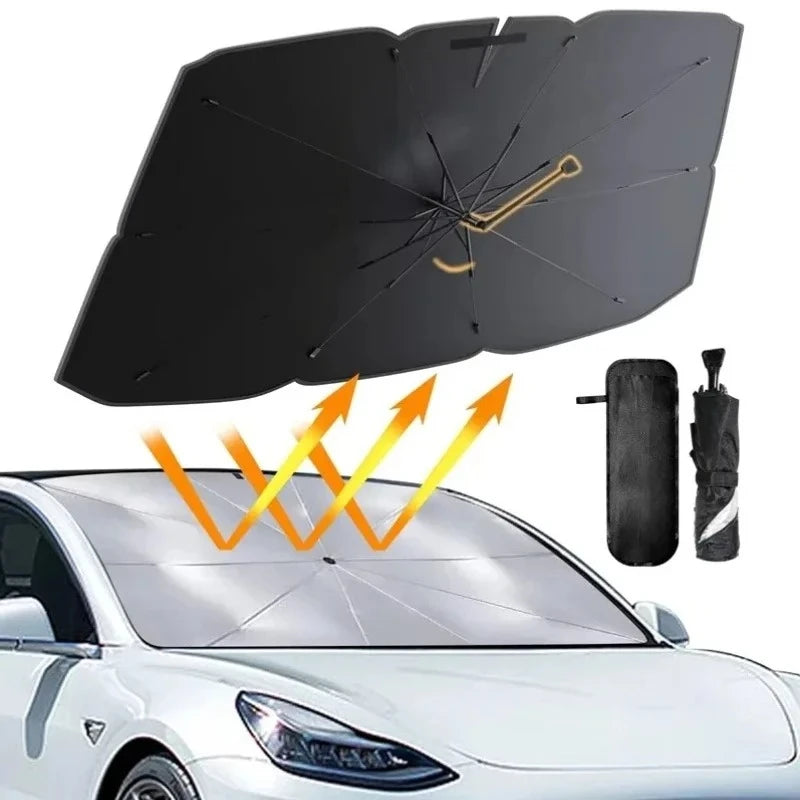 Parasol de pare-brise de voiture avec 360 ° Pare-soleil pour fenêtre avant, poignée pliable à Rotation, Protection UV, accessoires de voiture d'été