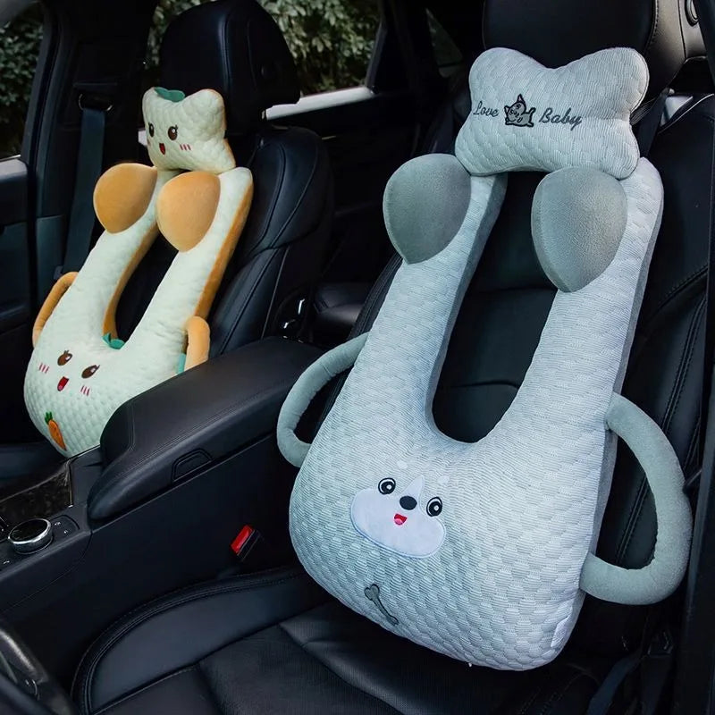 Ceinture de sécurité de voiture pour enfants, dispositif de couchage de voiture haut de gamme, oreiller de siège arrière pour les promenades longue distance, oreiller fixe pour bébé