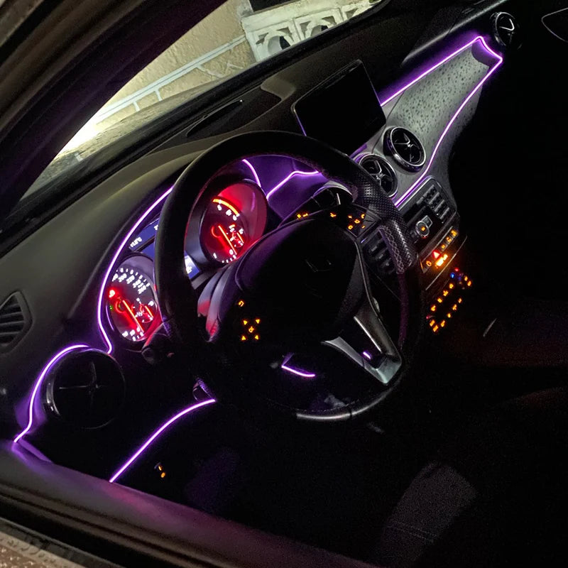 Bande Lumineuse LED Flexible de 5m, Tube de Lumière Froide EL avec USB, Lampe d'Ambiance de Décoration Automobile