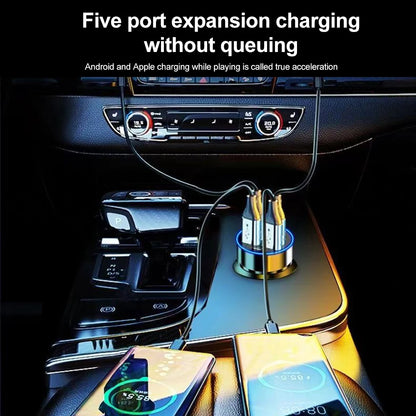 Chargeur de voiture à charge rapide, 66-250W, PD, QC3.0, une à six voitures, prise allume-cigare Laguna, charge flash avec affichage numérique