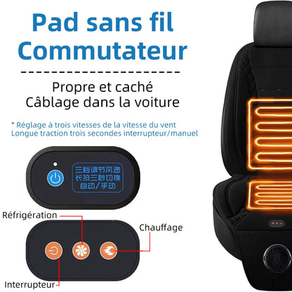 Housses de siège de voiture de refroidissement et de chauffage avec 1 ventilateur ou 2 ventilateurs, Ventilation d'été à soufflage rapide, couverture chauffante rapide pour l'hiver