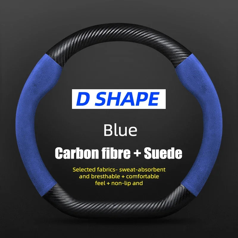 Juste de volant en cuir véritable pour Volkswagen, fibre de carbone, compatible avec VW CC Polo Bora Golf Jetta Lavida Lamando Magotan Passat