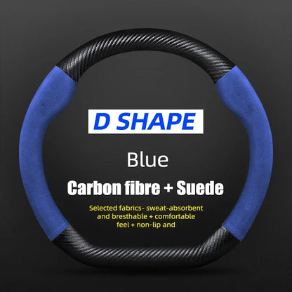 Juste de volant en cuir véritable pour Volkswagen, fibre de carbone, compatible avec VW CC Polo Bora Golf Jetta Lavida Lamando Magotan Passat