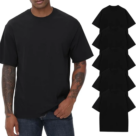 T-shirts surdimensionnés hommes coton demi manches col rond basique t-shirt chemises amples décontracté Streetwear col rond T-shirts pour hommes