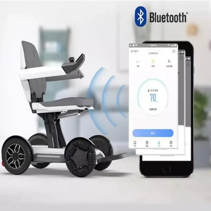 Fauteuil roulant électrique pliant automatique avec télécommande pour téléphone portable, scooter à quatre roues handicapé