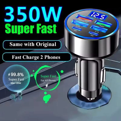 Chargeur de voiture USB 350W PD QC3.0 USB C, adaptateur de Type C pour iPhone Samsung Huawei Xiaomi, Charge rapide ﻿